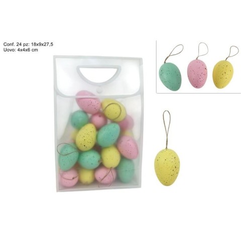 SACCHETTO CON 24 UOVA DA 6CM COLORATE